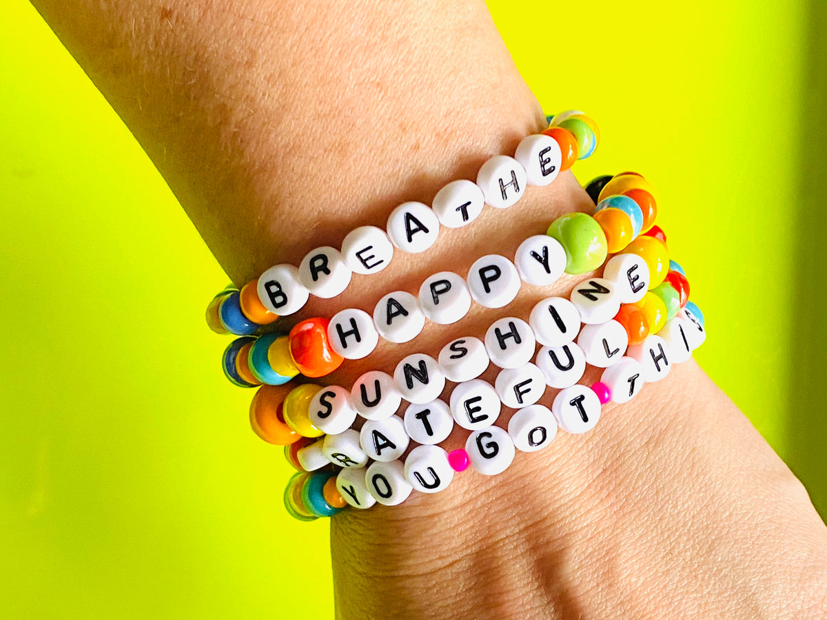 Colourful Crystal Gemstone Word Bracelet With Meaning