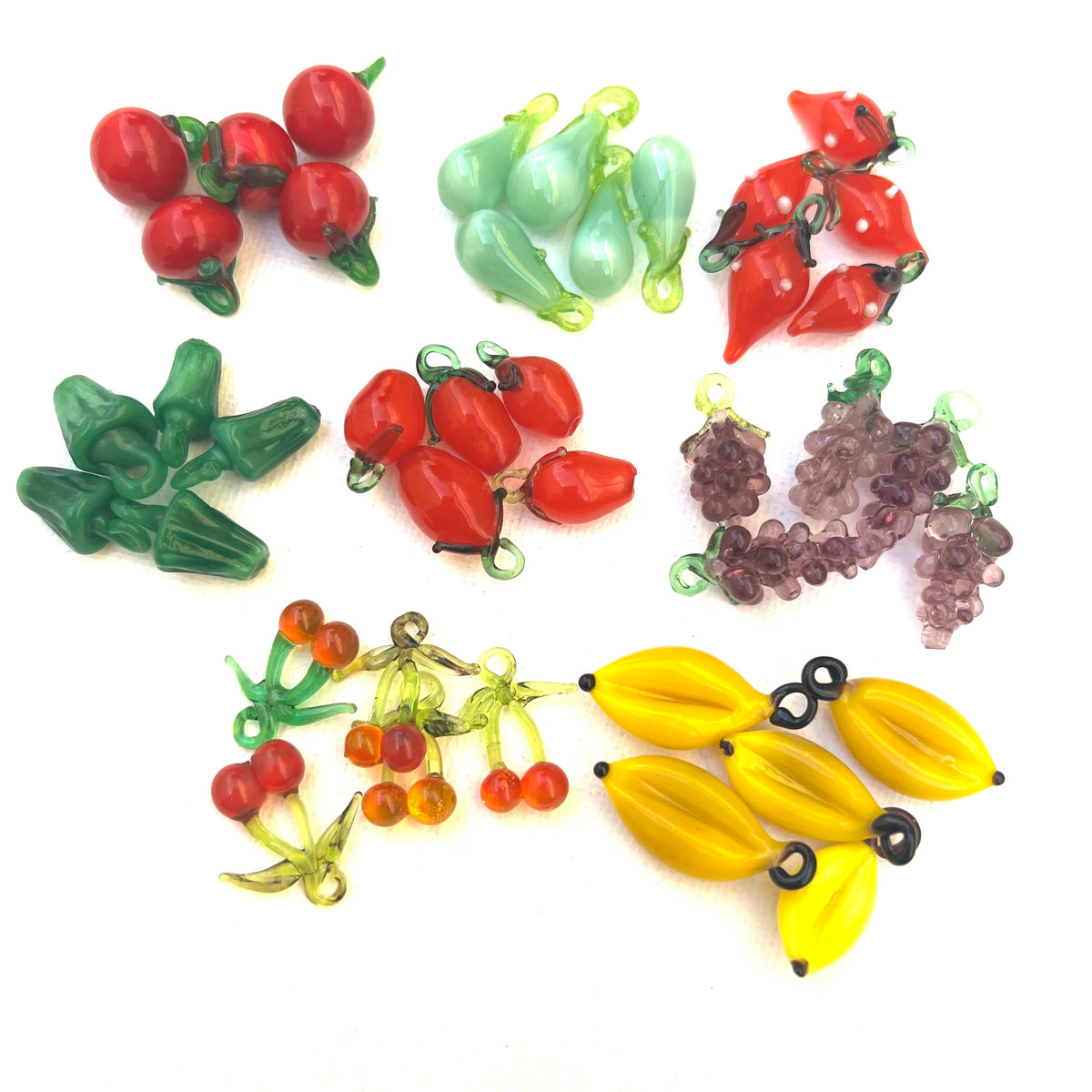 Vintage Glass Fruit and Veggie Charms