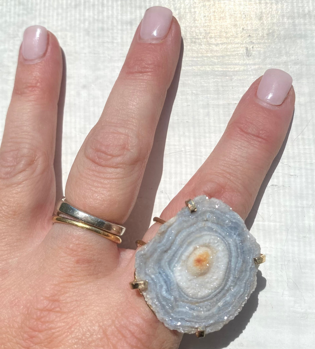 Druzy Agate Glass Charm Rings