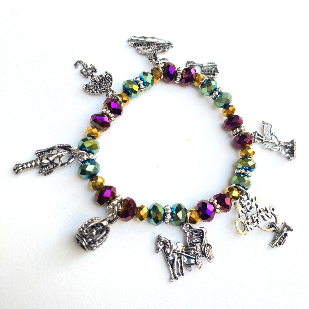 Mardi Gras Crystal Charm Bracelet – The Bead Shop