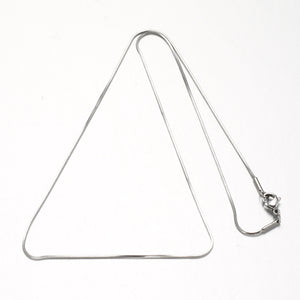 stainless steel square snake chain necklace with lobster claw clasp on white background. 