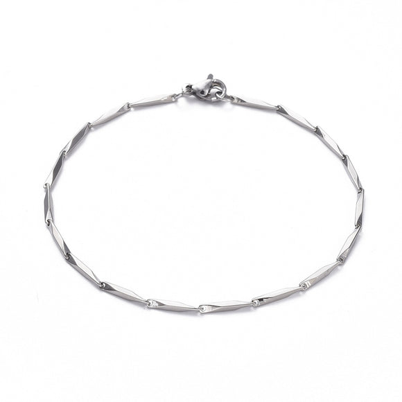 Bar Link Chain Bracelet - Plated Stainless - 8-1/4