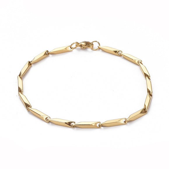 Bar Link Chain Bracelet -Plated Stainless -  8-5/8