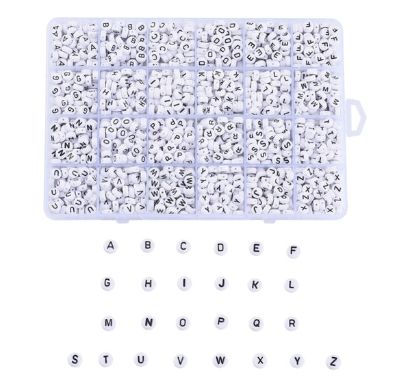 Black and White Alphabet Letters Bead Box