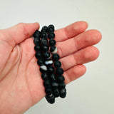 Black Banded Matte Agate- 8mm Rounds