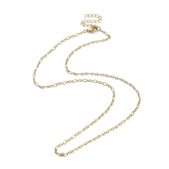 Figaro Chain Necklace - Plated Stainless - 17.7