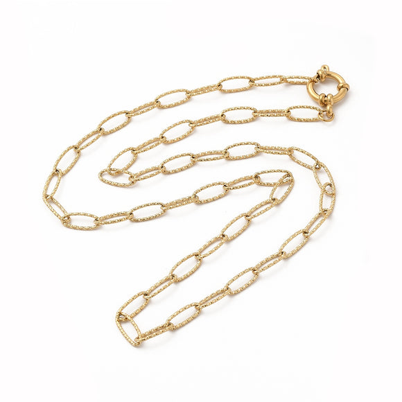 Textured Cable Chain Necklace -  Plated Stainless - 20