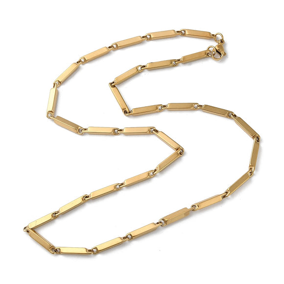 Bar Link Chain Necklace - Plated Stainless - 20