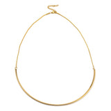 Curved Bar Pendant Necklace with Round Snake Chain - Plated Stainless - 17.9"