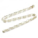 light golden oval cable chain necklace with lobster claw clasp on white background. 