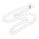 stainless steel textured large Rolo chain necklace with lobster claw clasp and extender on white background. 