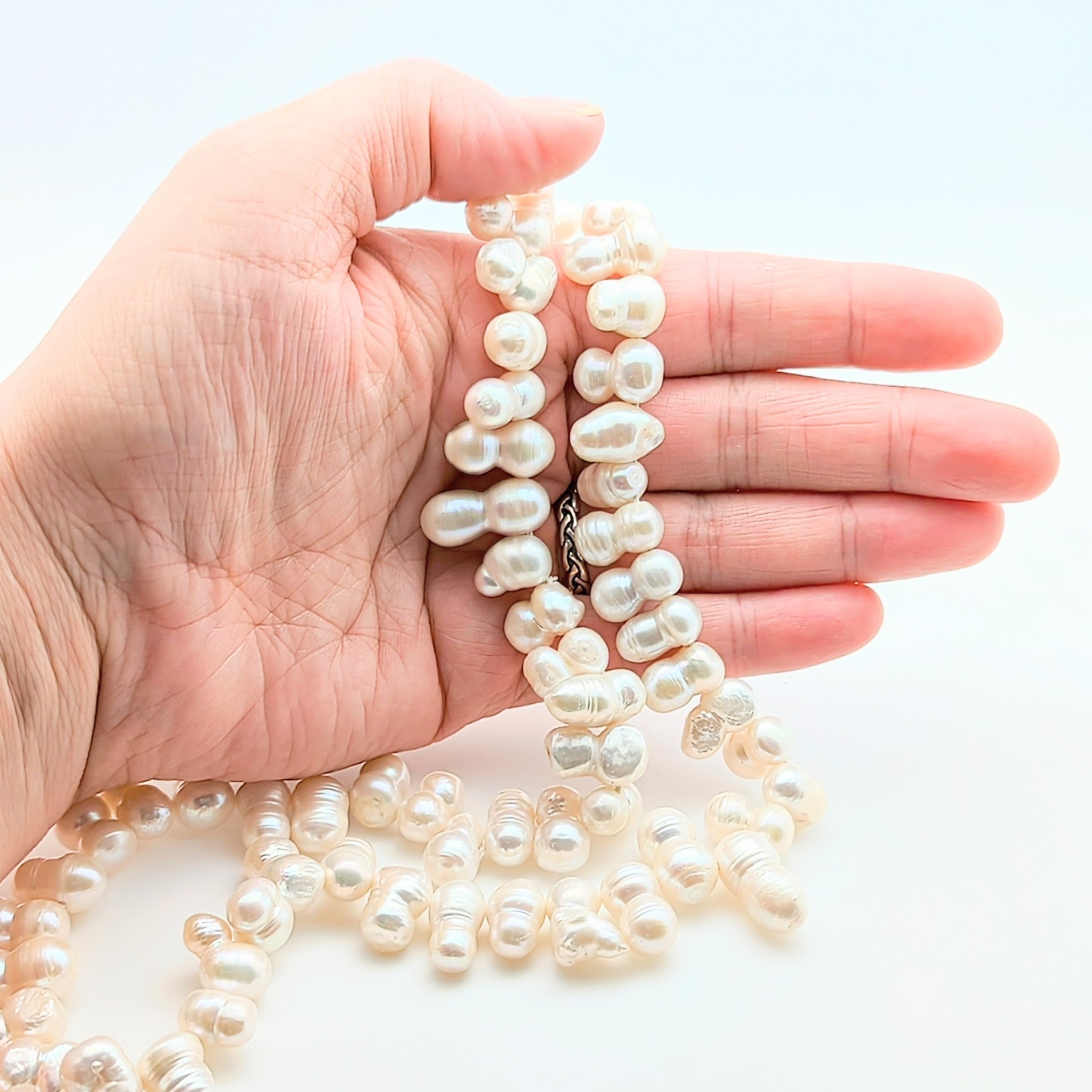 10-11mm Oval Freshwater Pearls, White (16 Strand) | BeadKra