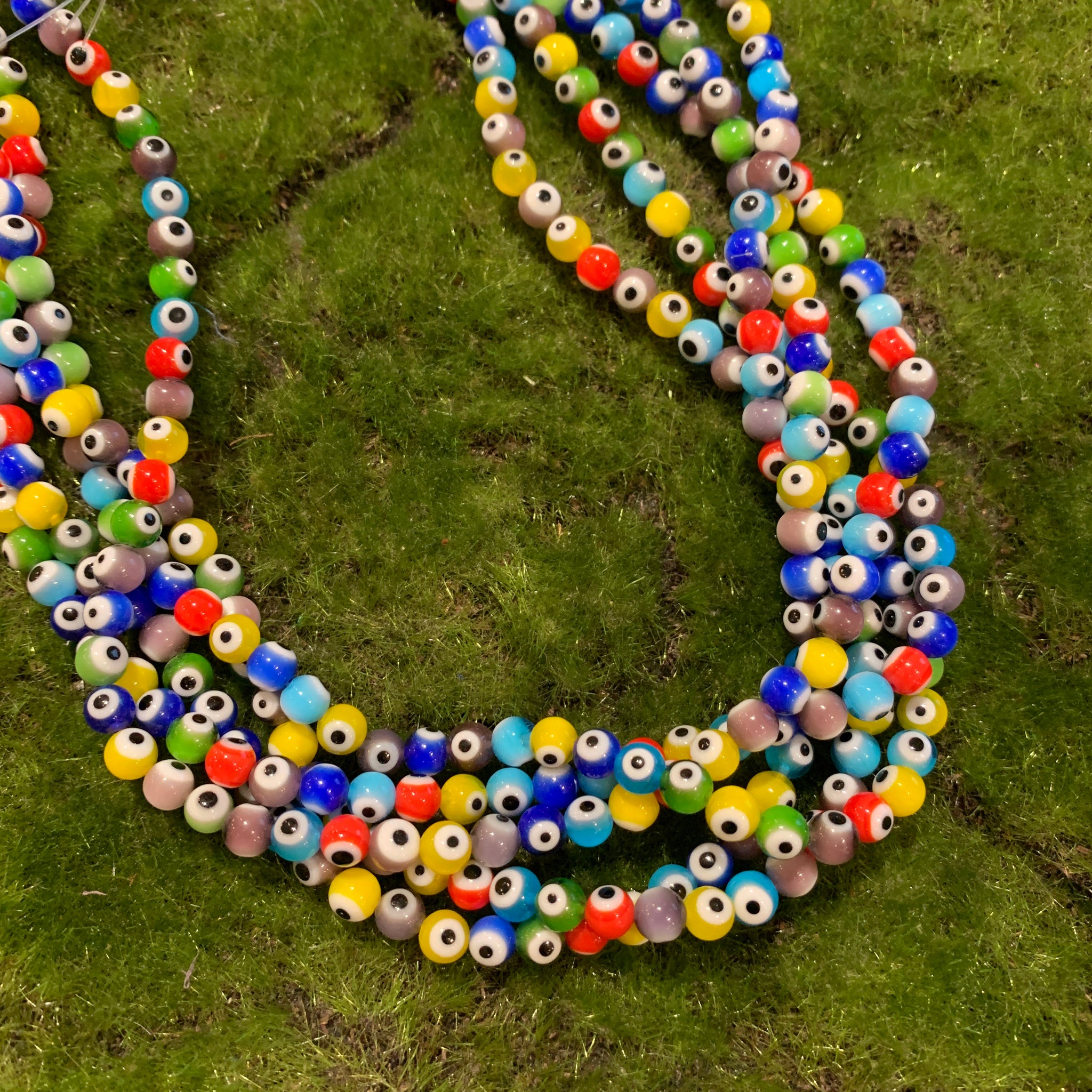 Evil Eye Glass Beads, Multicolor Evil Eye Round Glass Beads
